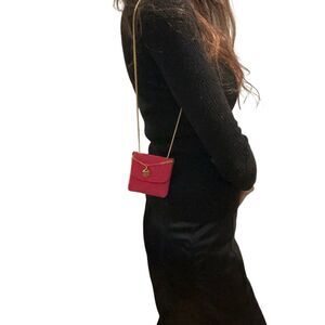 CHANEL Red Quilted Crossbody Bag with Gold Chain